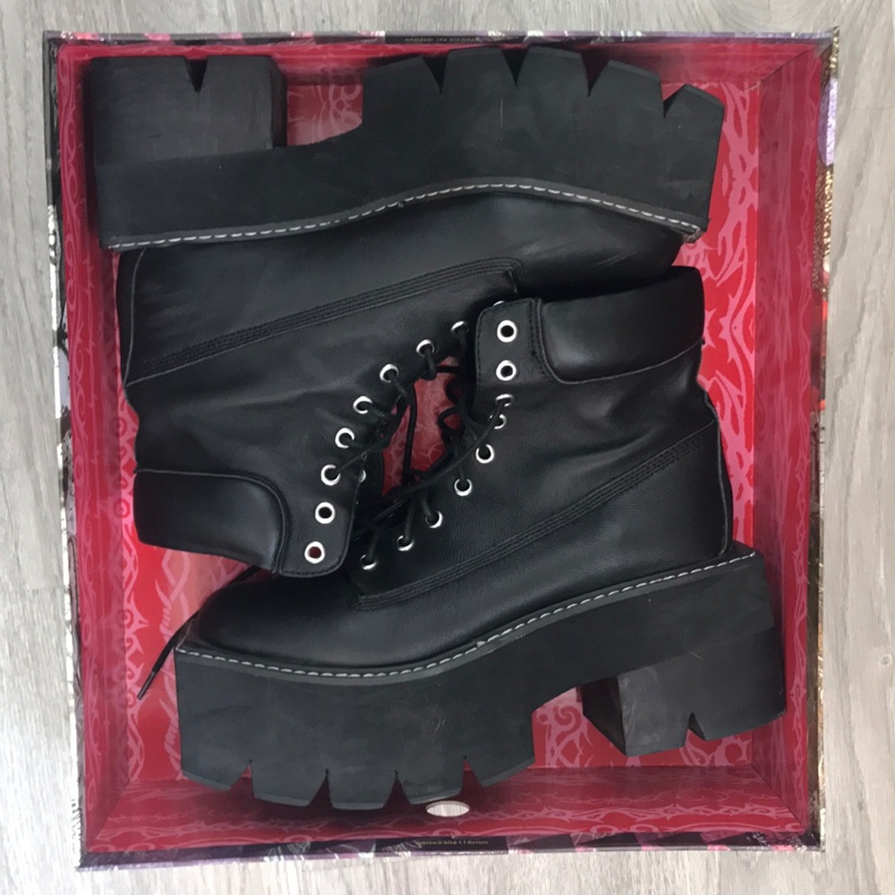 Jeffrey Campbell black platform combat boots